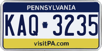 PA license plate KAQ3235