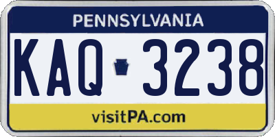 PA license plate KAQ3238