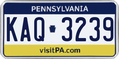 PA license plate KAQ3239