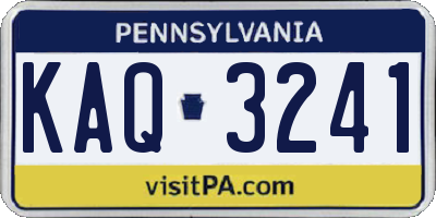 PA license plate KAQ3241