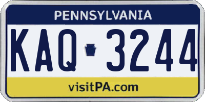 PA license plate KAQ3244
