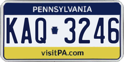 PA license plate KAQ3246