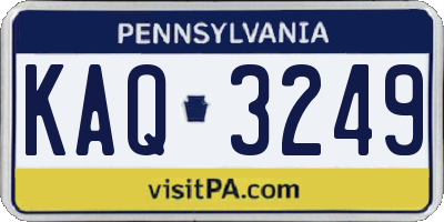 PA license plate KAQ3249
