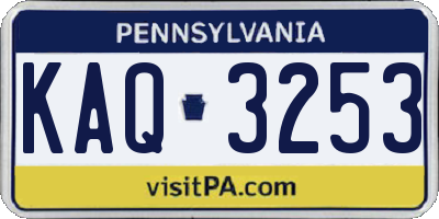 PA license plate KAQ3253