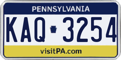 PA license plate KAQ3254