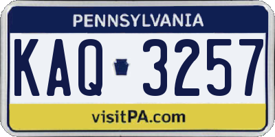 PA license plate KAQ3257