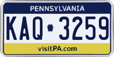 PA license plate KAQ3259