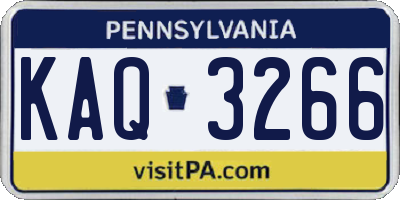 PA license plate KAQ3266