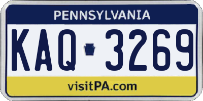 PA license plate KAQ3269