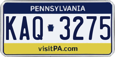 PA license plate KAQ3275