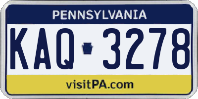 PA license plate KAQ3278