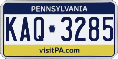 PA license plate KAQ3285