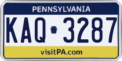 PA license plate KAQ3287