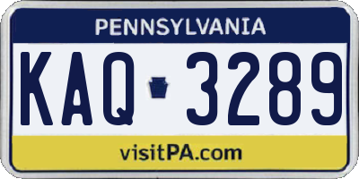 PA license plate KAQ3289