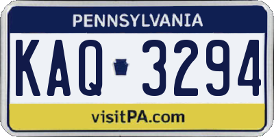 PA license plate KAQ3294