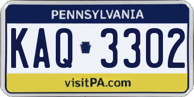 PA license plate KAQ3302