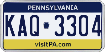 PA license plate KAQ3304