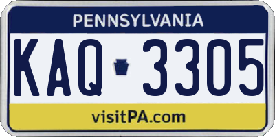 PA license plate KAQ3305