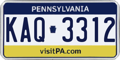 PA license plate KAQ3312