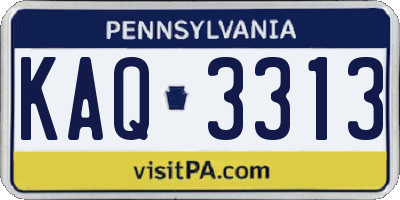 PA license plate KAQ3313