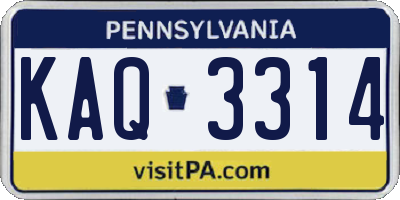 PA license plate KAQ3314