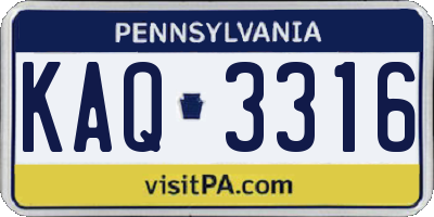 PA license plate KAQ3316