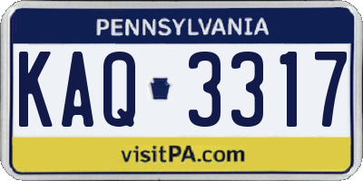 PA license plate KAQ3317