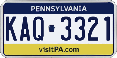 PA license plate KAQ3321