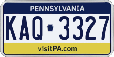 PA license plate KAQ3327