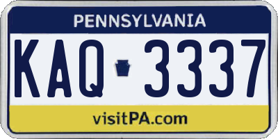 PA license plate KAQ3337