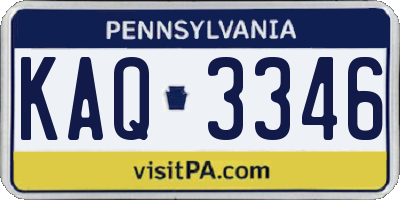 PA license plate KAQ3346