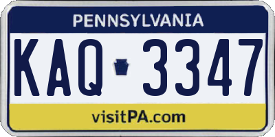 PA license plate KAQ3347