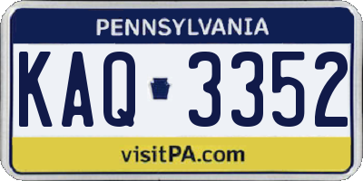 PA license plate KAQ3352
