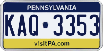 PA license plate KAQ3353