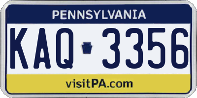 PA license plate KAQ3356