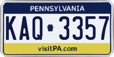 PA license plate KAQ3357