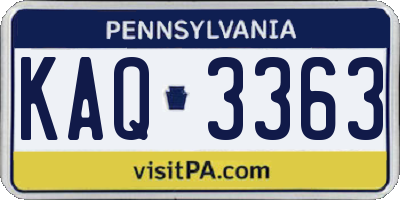 PA license plate KAQ3363