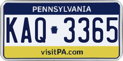 PA license plate KAQ3365