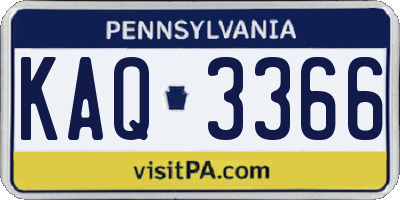 PA license plate KAQ3366
