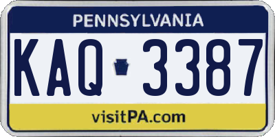 PA license plate KAQ3387
