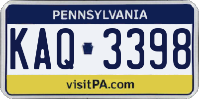PA license plate KAQ3398