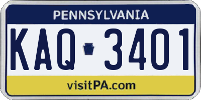 PA license plate KAQ3401