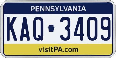 PA license plate KAQ3409