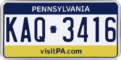PA license plate KAQ3416