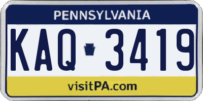 PA license plate KAQ3419