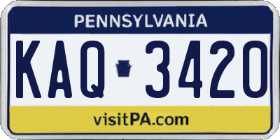 PA license plate KAQ3420