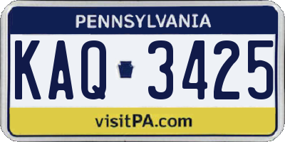 PA license plate KAQ3425