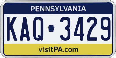 PA license plate KAQ3429