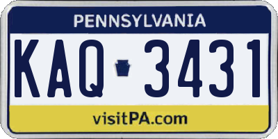 PA license plate KAQ3431