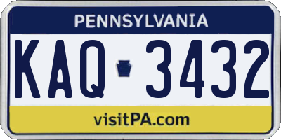 PA license plate KAQ3432
